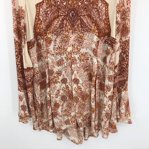 Free People Boho Blouse Dress Ruffle Tunic Floral - Picture 3 of 8